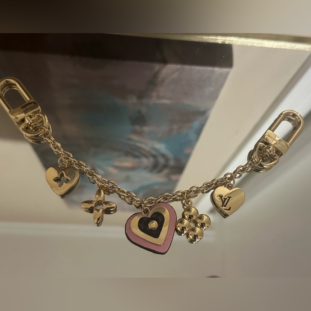 Louis Vuitton Gold and Purple Heart Charm Bag Charm